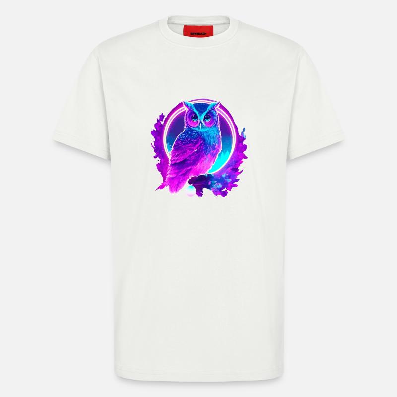 Eule Neon Moon Synthwave - T-Shirt - made by SPREAD - OFF WHITE