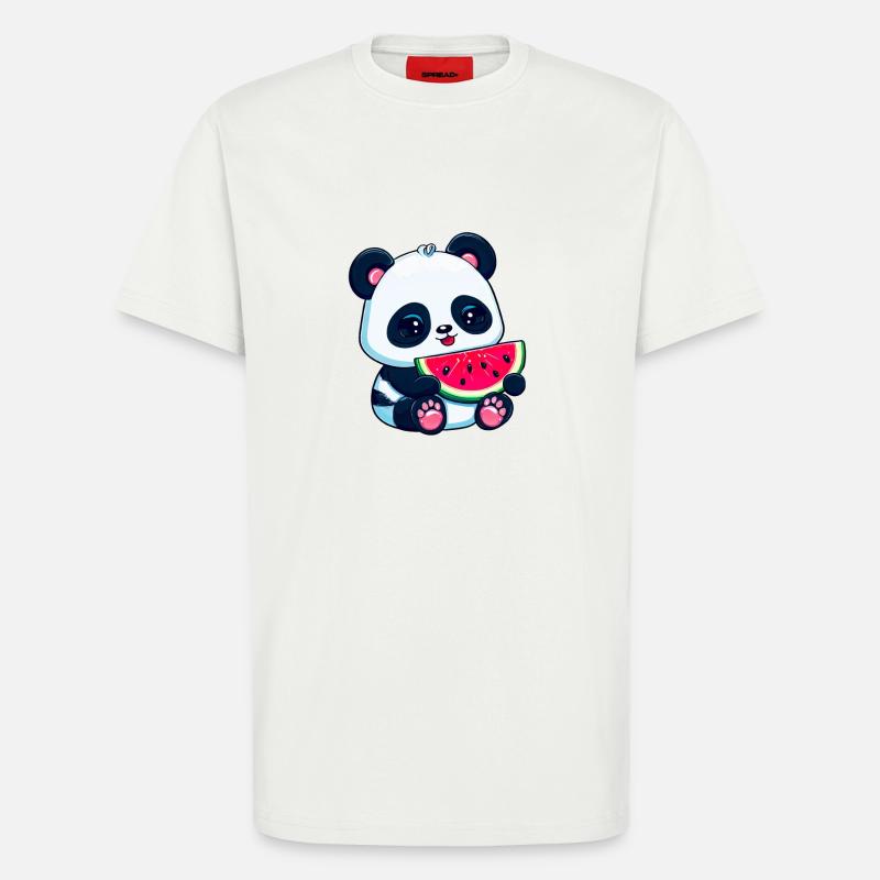 Cute panda eats watermelon - T-Shirt - made by SPREAD - OFF WHITE