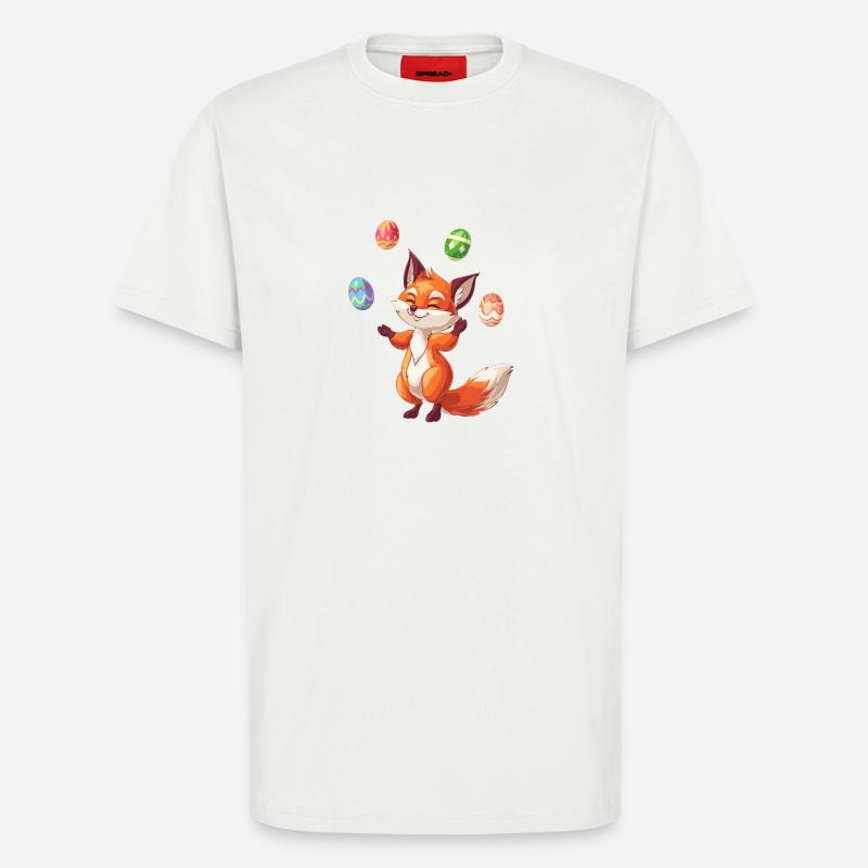 Oster Rotfuchs Jongliert Eier - T-Shirt - made by SPREAD - OFF WHITE