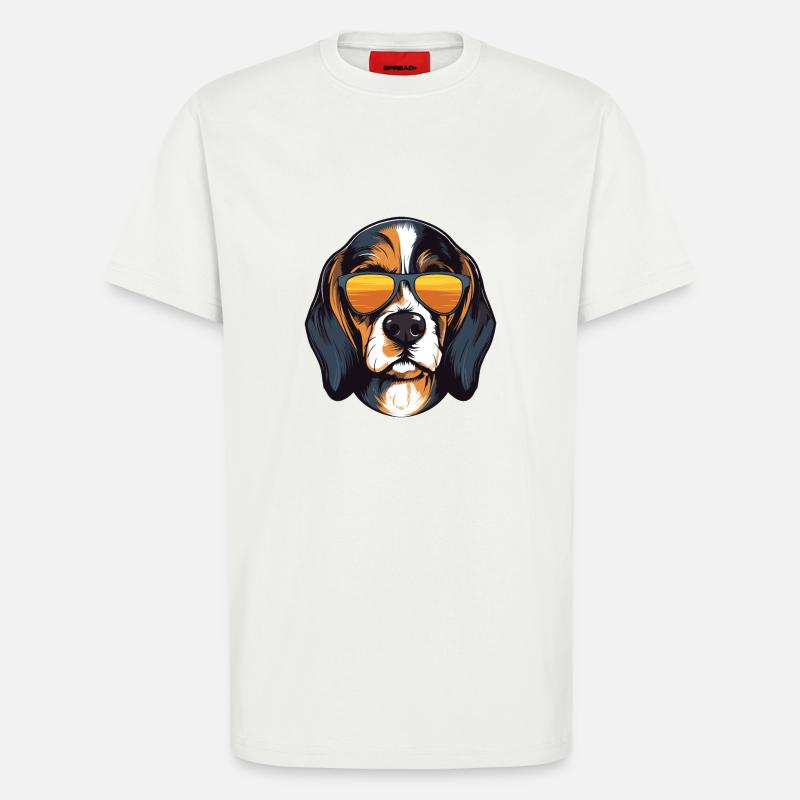 Beagle Hund Cool Kopf Party - T-Shirt - made by SPREAD - OFF WHITE