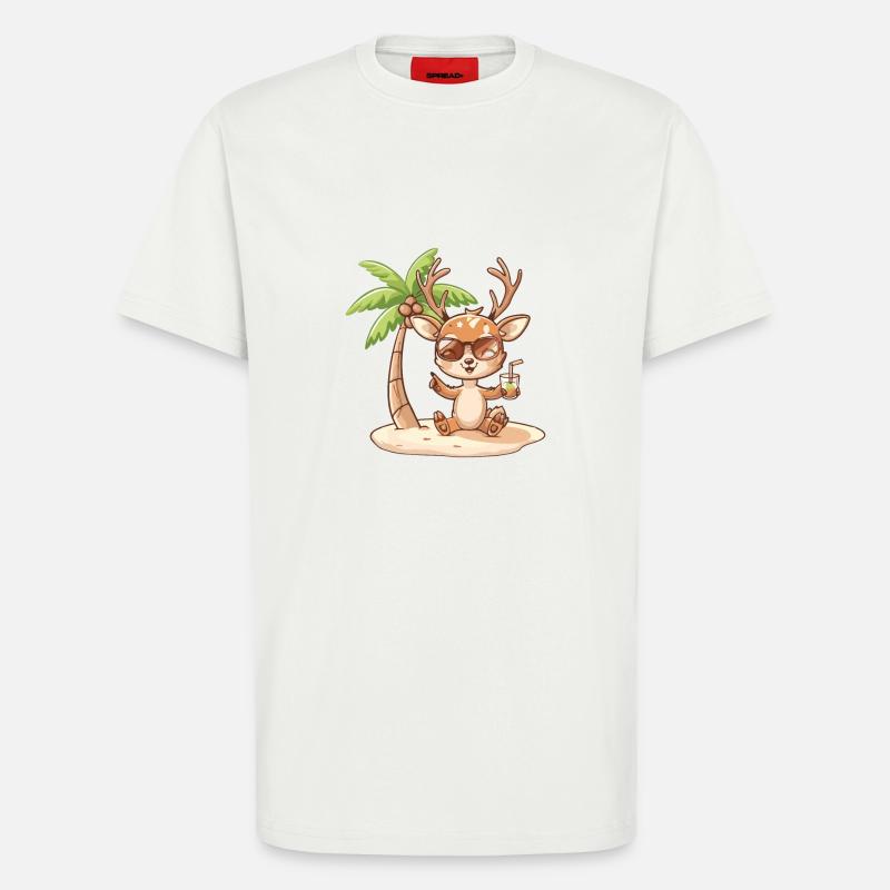Deer Summer Beach Comic - T-Shirt - made by SPREAD - OFF WHITE