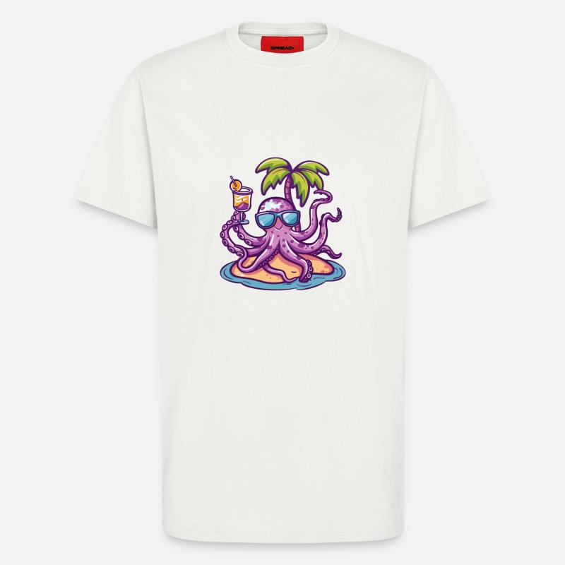 Octopus Summer Beach Comic - T-Shirt - made by SPREAD - OFF WHITE