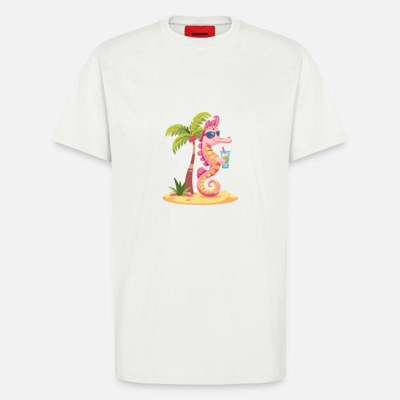 Seepferd Sommer Strand Comic - T-Shirt - made by SPREAD - OFF WHITE