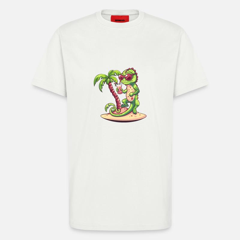 Chameleon Sommer Strand Comic - T-Shirt - made by SPREAD - OFF WHITE