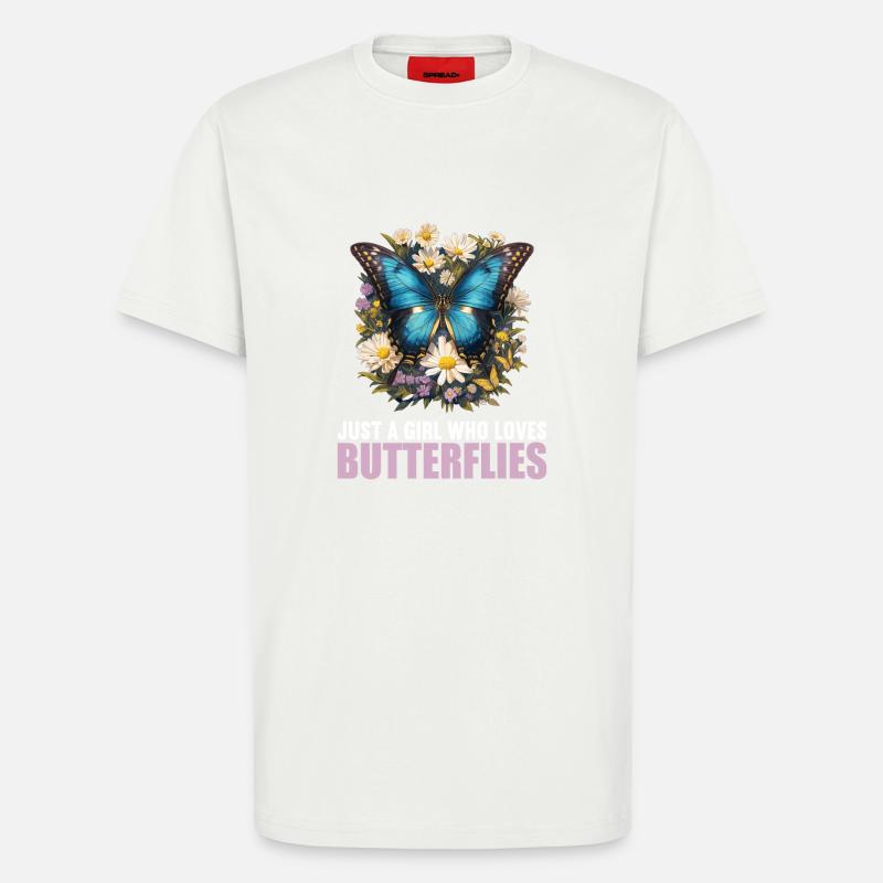papillon papillons papillon papillon - T-shirt bio décontracté fabriqué en UE - OFF WHITE