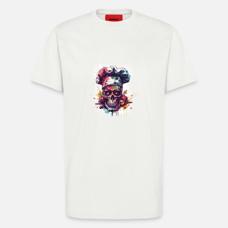 Crâne de chef - T-shirt bio décontracté fabriqué en UE - OFF WHITE