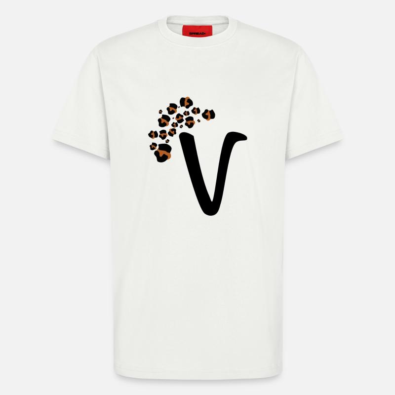 Letter v leopard patterns - T-Shirt - made by SPREAD - OFF WHITE