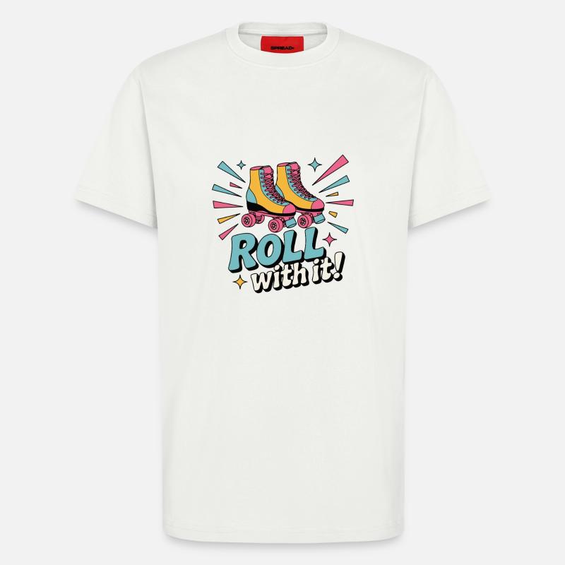 ROLLSCHUHE, ROLLEN SIE DAMIT - T-Shirt - made by SPREAD - OFF WHITE