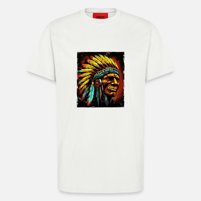 Apache Indianer Häuptling Totenkopf - T-Shirt - made by SPREAD - OFF WHITE