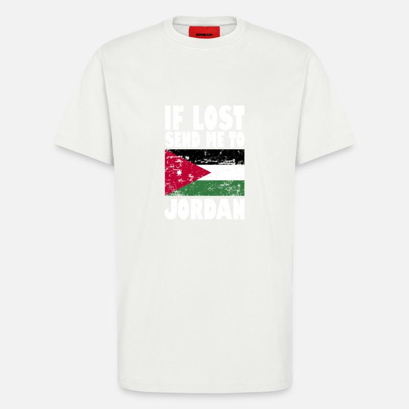 Drapeau de Jordanie - T-shirt bio décontracté fabriqué en UE - OFF WHITE