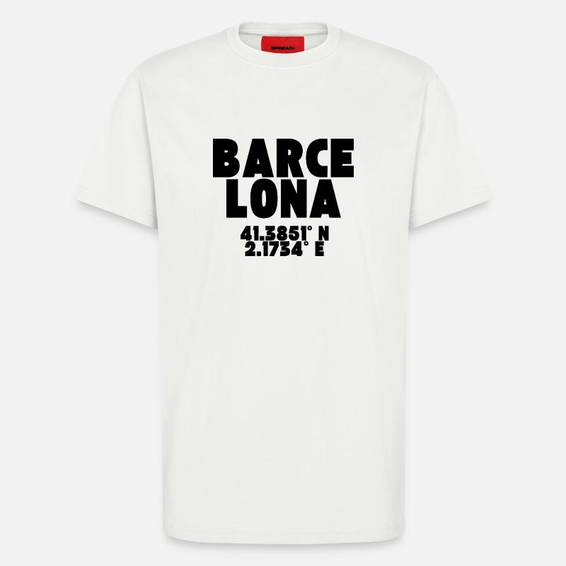 Barcelone - Design avec coordonnées - T-shirt bio décontracté fabriqué en UE - OFF WHITE