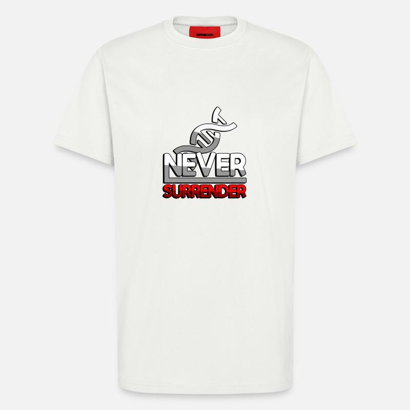 NEVER SURRENDER (Rouge) + ADN - Jeux - T-shirt bio décontracté fabriqué en UE - OFF WHITE