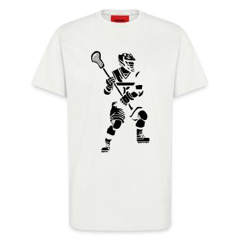 Lacrosse Player Pixel Graphic - T-Shirt - made by SPREAD - OFF WHITE - Front - Alina (178cm) & Michal (187cm)