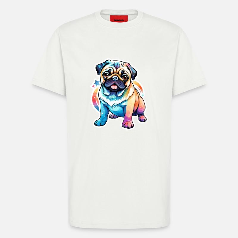 Mops Wasserfarben - T-Shirt - made by SPREAD - OFF WHITE