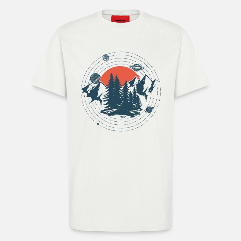 Planets And Mountains Graphic - T-Shirt - made by SPREAD - OFF WHITE