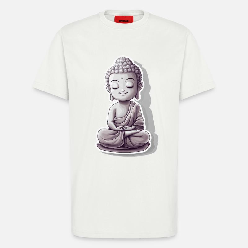 Meditating Buddha with calm expression - T-Shirt - made by SPREAD - OFF WHITE