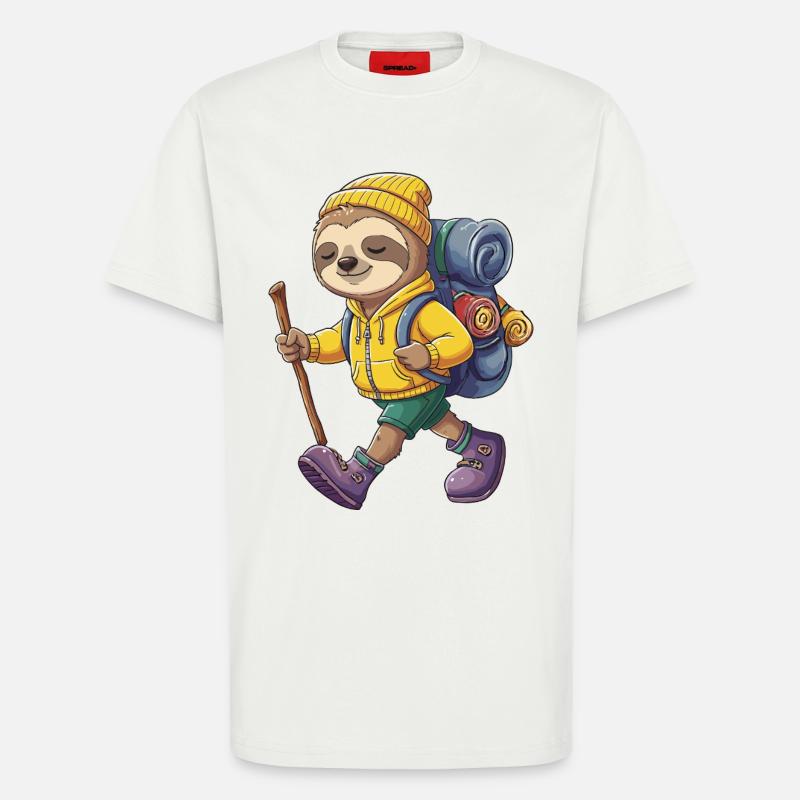 Cute Sloth Hiking Camping Adventure Backpacker - T-Shirt - made by SPREAD - OFF WHITE