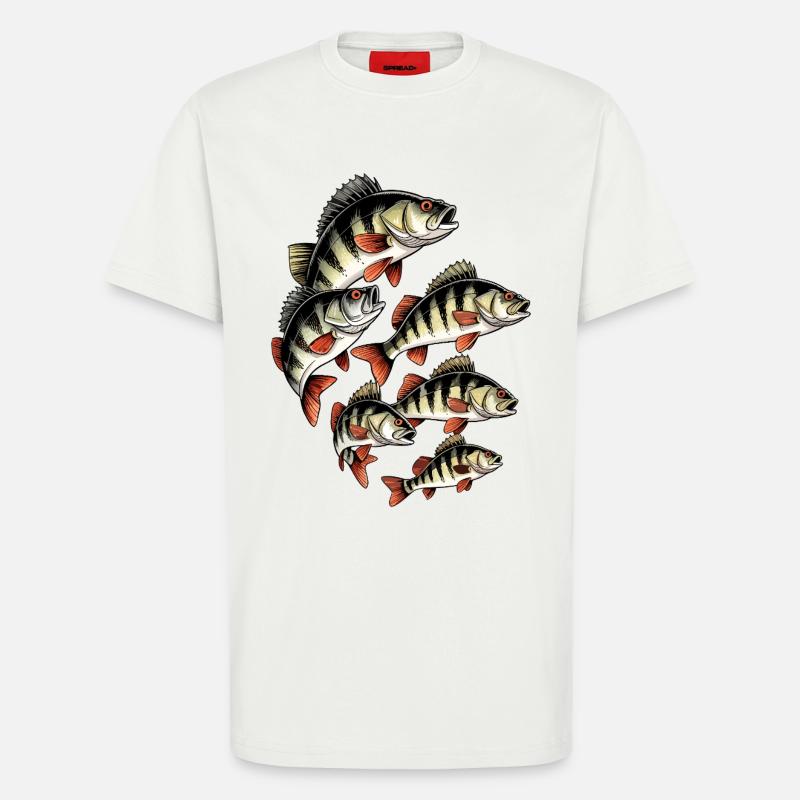 Perch school on black - T-Shirt - made by SPREAD - OFF WHITE