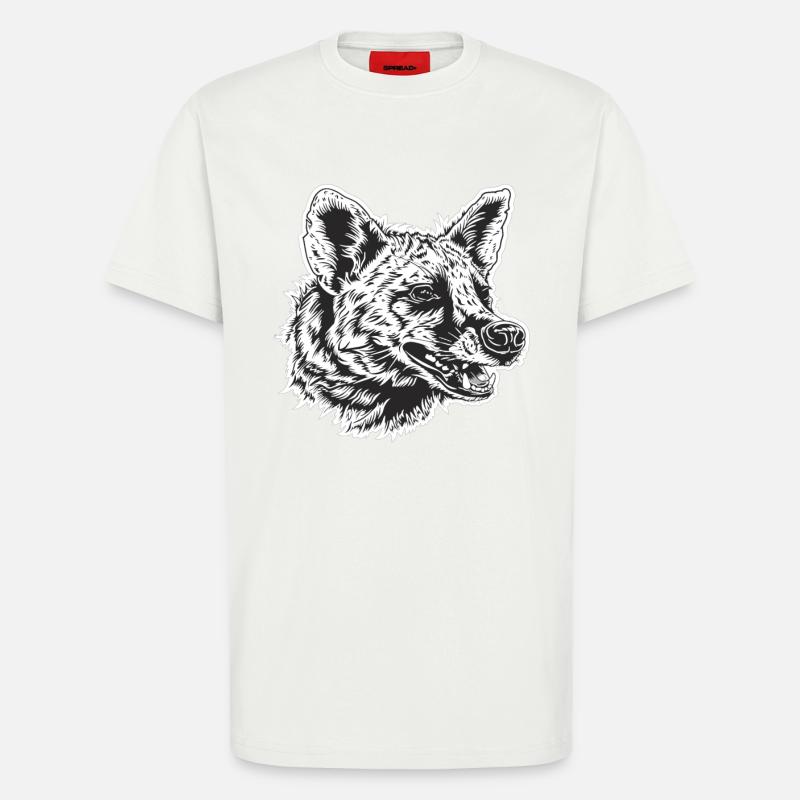 Loups d’Aardwolf - T-shirt bio décontracté fabriqué en UE - OFF WHITE