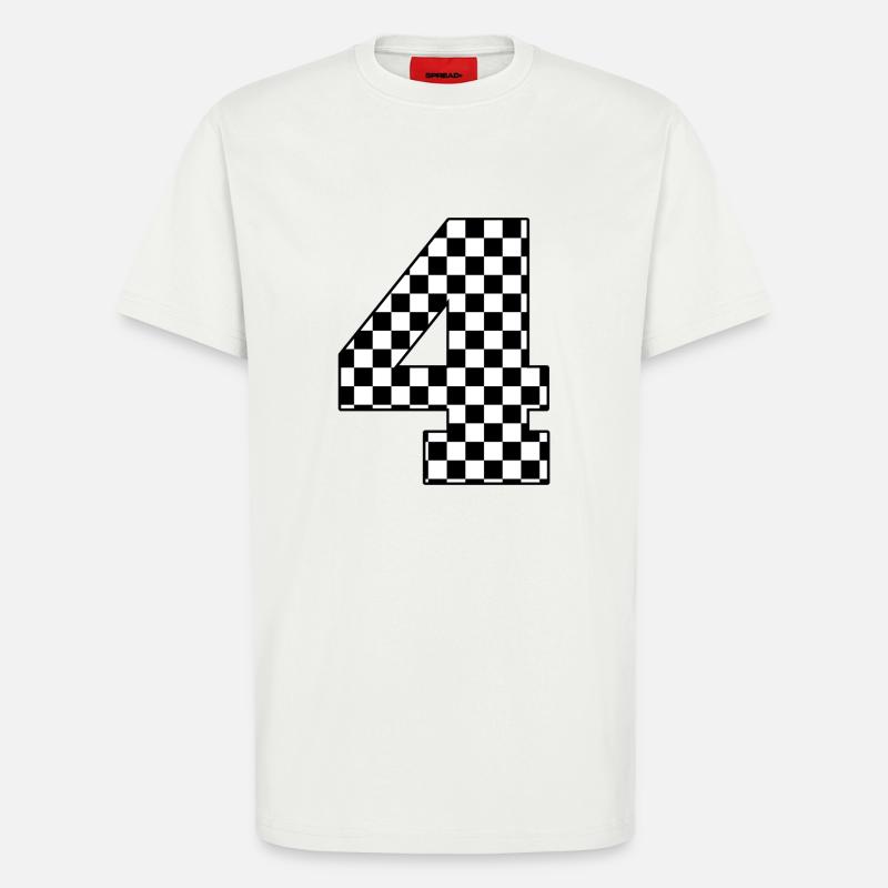 Nummer 4 kariert - T-Shirt - made by SPREAD - OFF WHITE