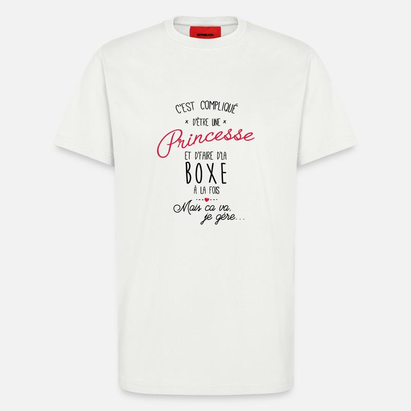 princesse et Boxe - boxeuse - T-shirt bio décontracté fabriqué en UE - OFF WHITE