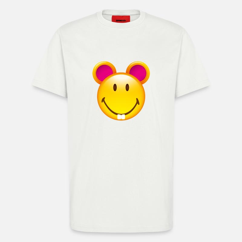 Smiley Mouse - Organic relaxed T-shirt made in EU - OFF WHITE