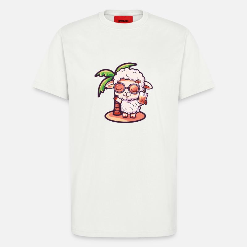 Schaf Sommer Strand Comic - T-Shirt - made by SPREAD - OFF WHITE