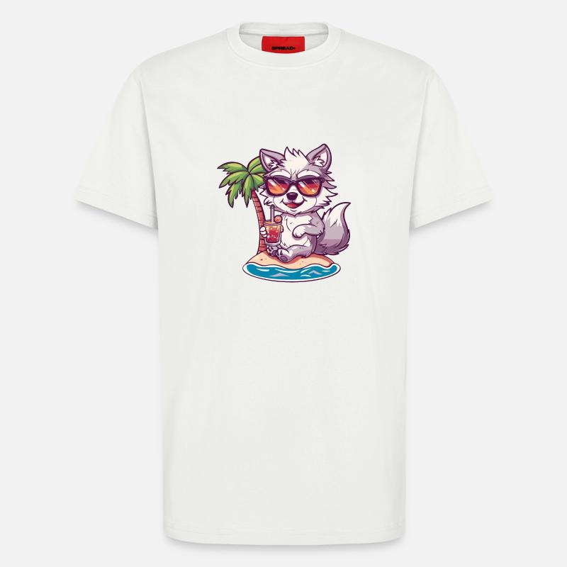 Wolf Summer Beach Comic - T-Shirt - made by SPREAD - OFF WHITE