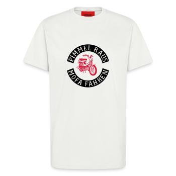 Pimmel raus, Mofa fahren! - T-Shirt - made by SPREAD - OFF WHITE - Vorne - Alina (178cm) & Michal (187cm)