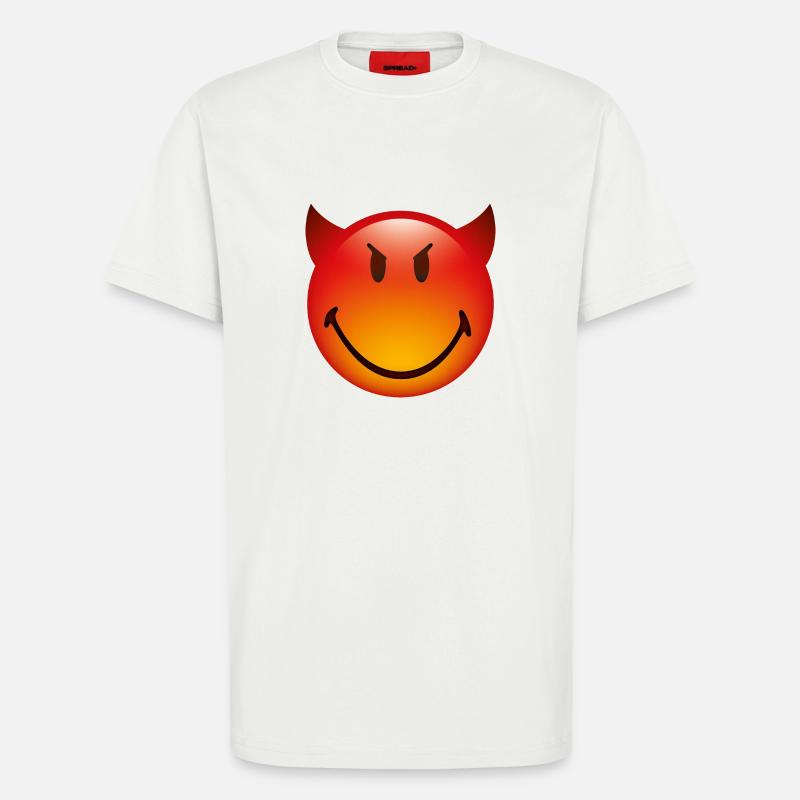 Smiley Glossy Devil - T-shirt bio décontracté fabriqué en UE - OFF WHITE