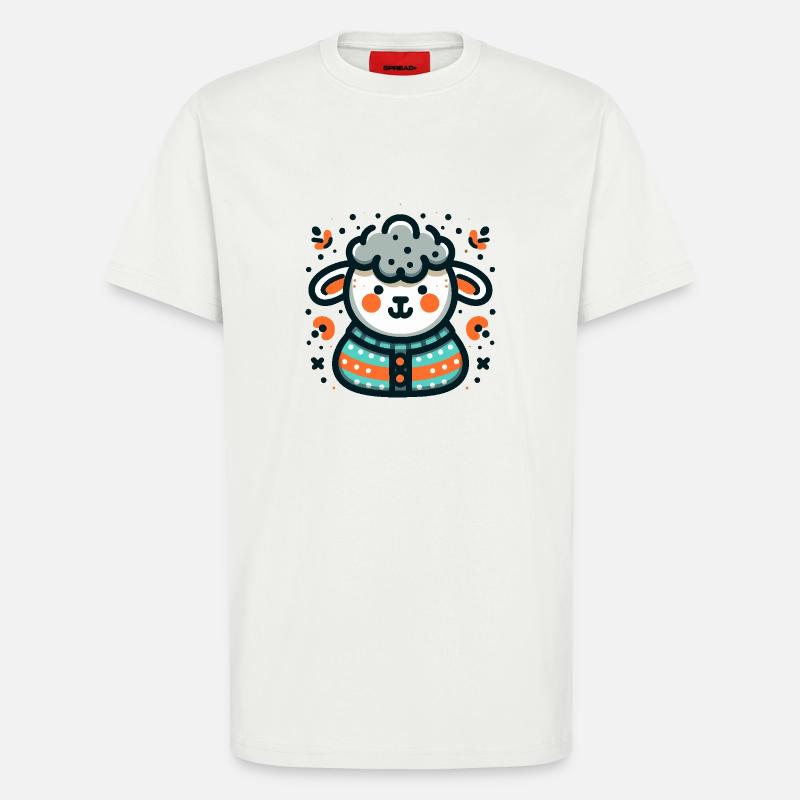 Mouton mignon dans un pull - T-shirt bio décontracté fabriqué en UE - OFF WHITE
