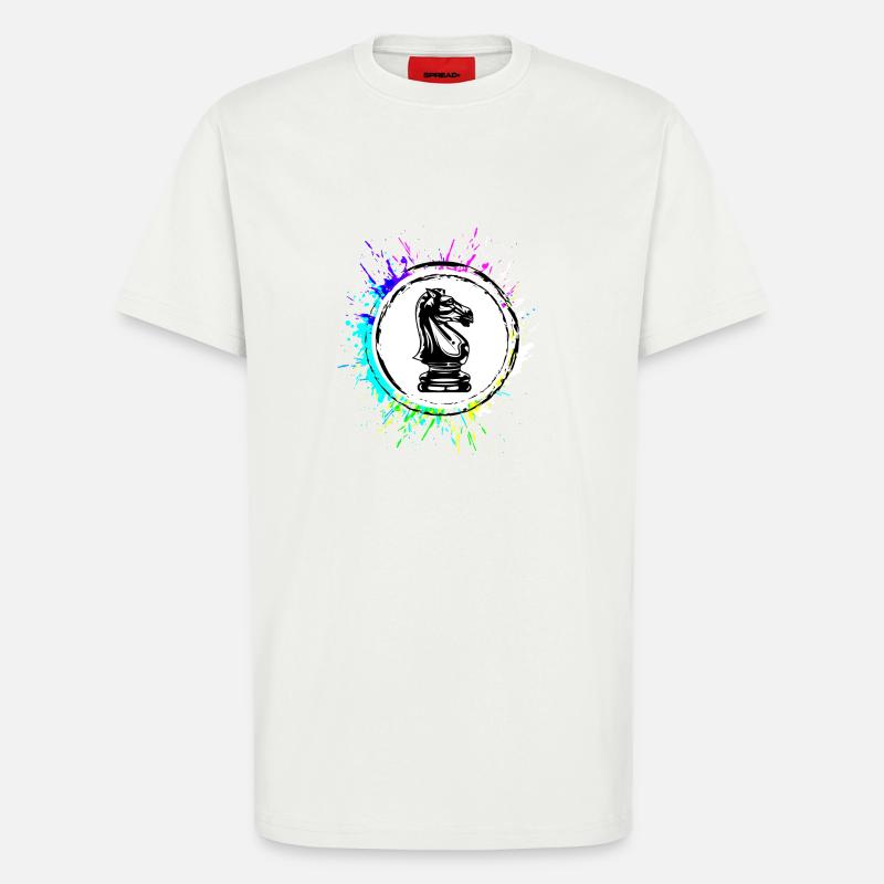 Pièce d’échecs à cheval - T-shirt bio décontracté fabriqué en UE - OFF WHITE