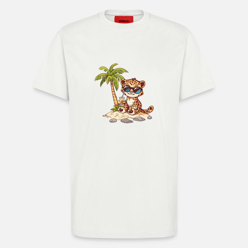 Leopard Summer Beach Comic - T-Shirt - made by SPREAD - OFF WHITE