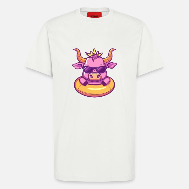Bande dessinée d’été Taureau - T-shirt bio décontracté fabriqué en UE - OFF WHITE