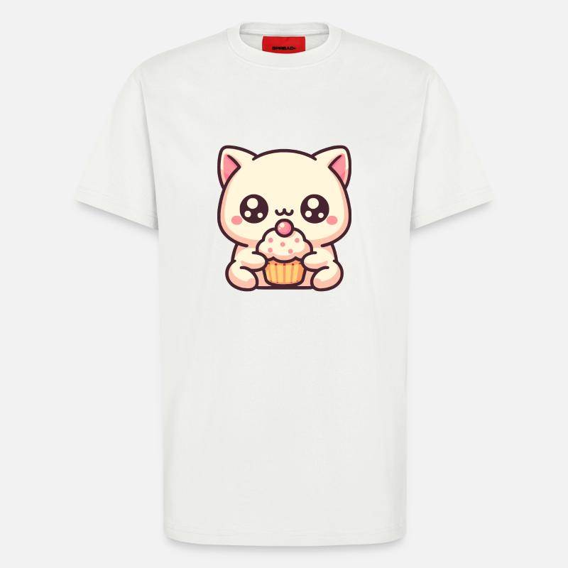 Süße Katze mit cupcake - T-Shirt - made by SPREAD - OFF WHITE