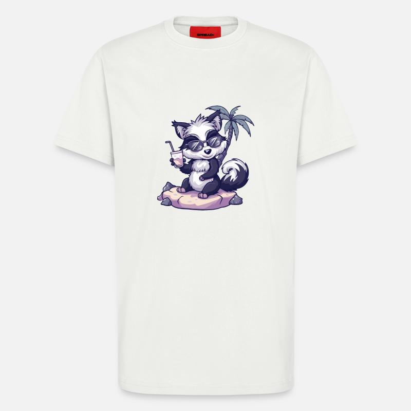 Stinktier Sommer Strand Comic - T-Shirt - made by SPREAD - OFF WHITE