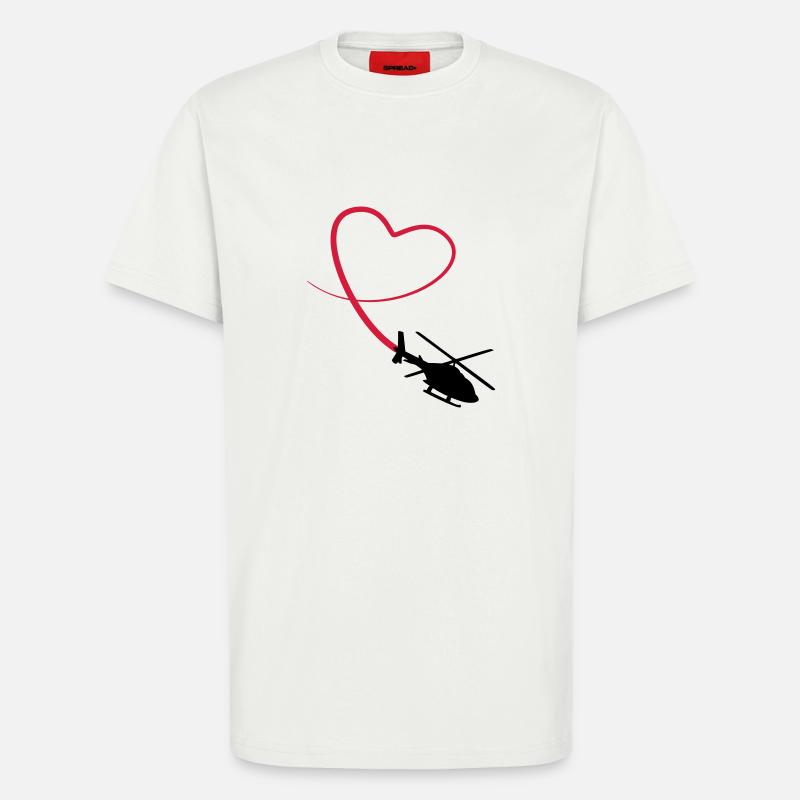 Hélicoptère amour coeur looping - T-shirt bio décontracté fabriqué en UE - OFF WHITE