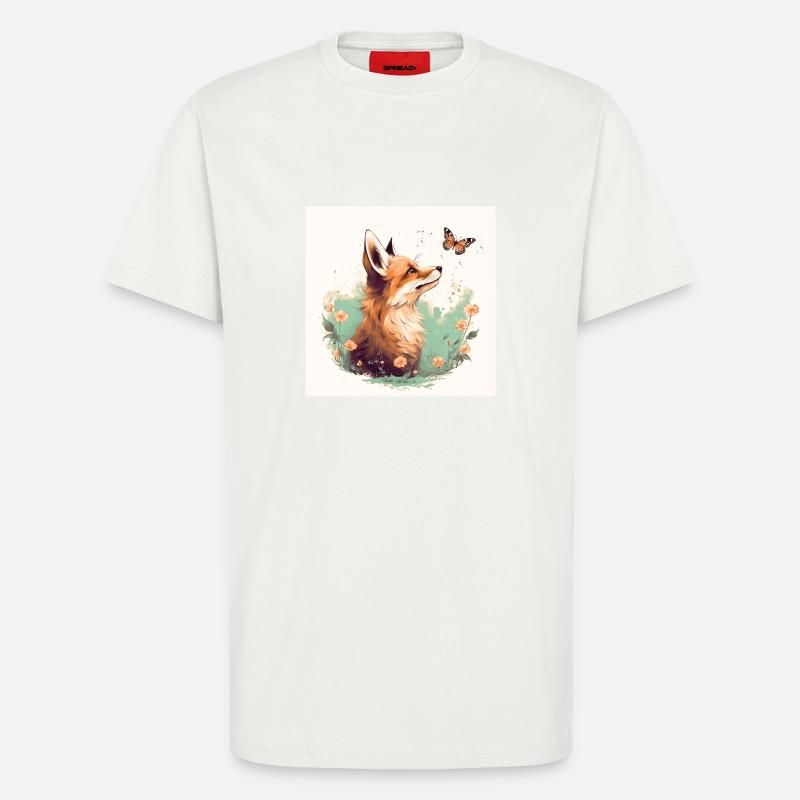 Fuchs mit Schmetterling - T-Shirt - made by SPREAD - OFF WHITE