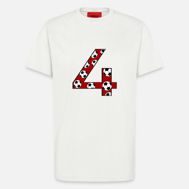4e anniversaire Football Rouge - T-shirt bio décontracté fabriqué en UE - OFF WHITE