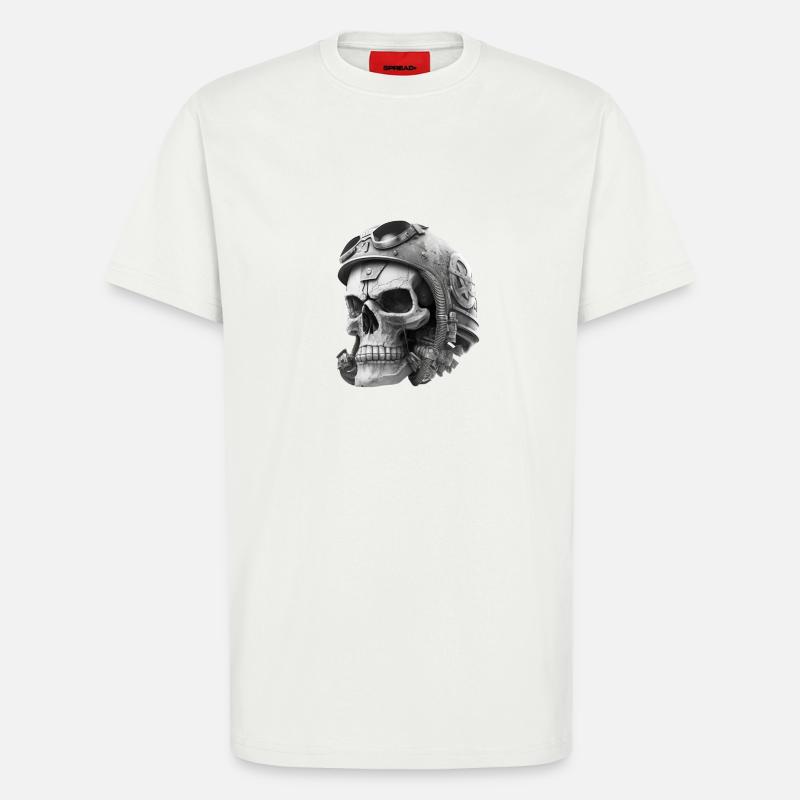 totenschädel mit Helm - T-Shirt - made by SPREAD - OFF WHITE