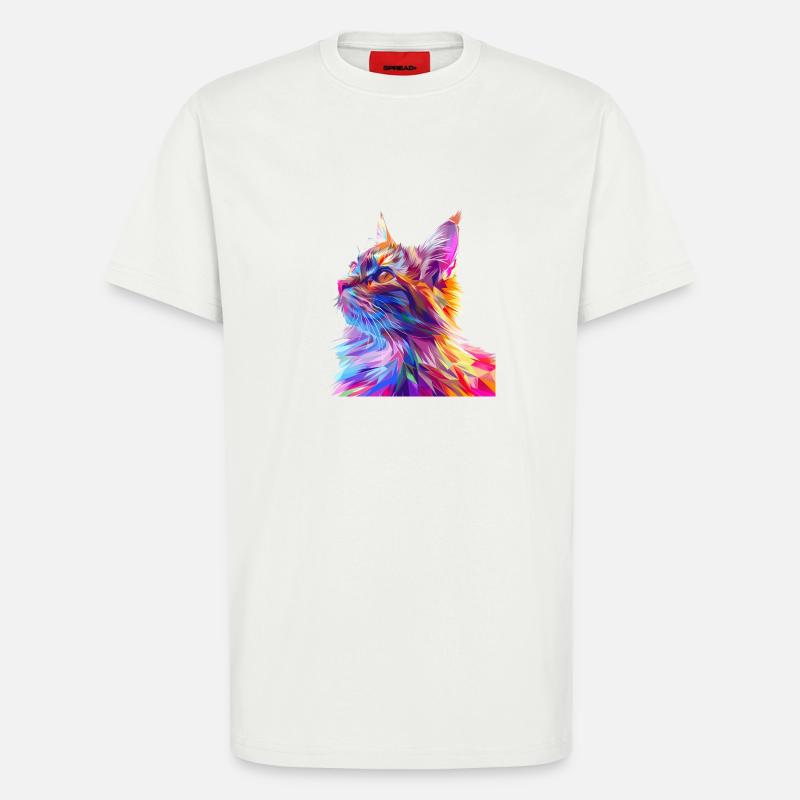Polygon Cat Comic Style - T-Shirt - made by SPREAD - OFF WHITE
