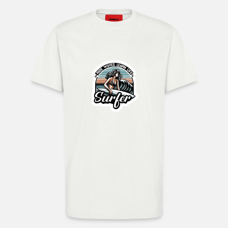 Ride Waves Learn Life - T-Shirt - made by SPREAD - OFF WHITE