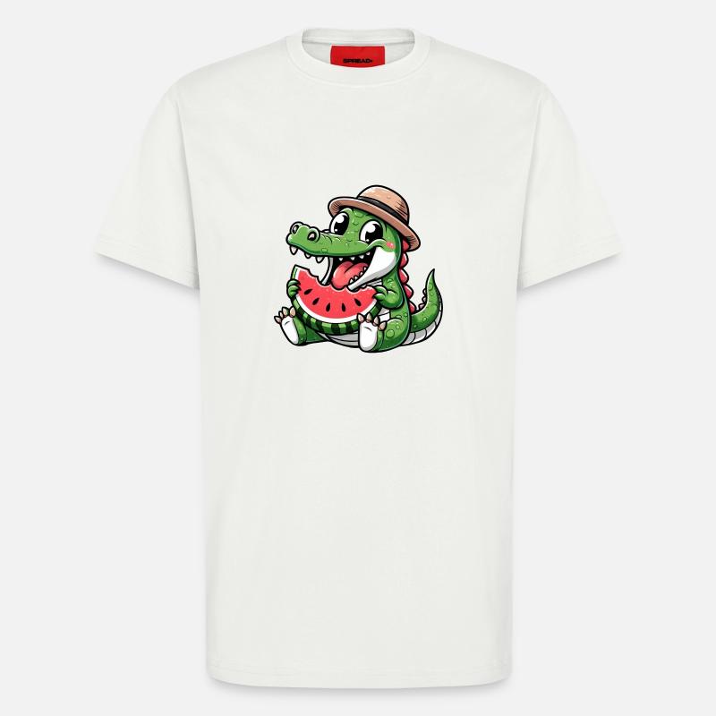 Crocodile Melon Pastèque Fruit Fruité - T-shirt bio décontracté fabriqué en UE - OFF WHITE