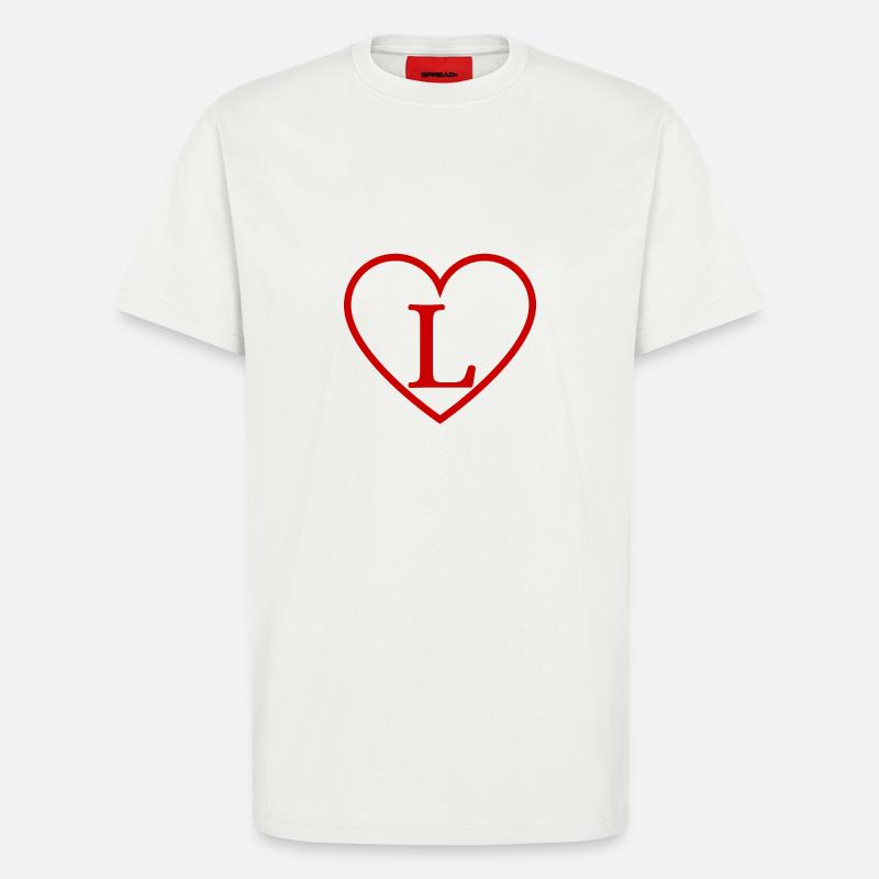 Buchstabe l rotes Herz - T-Shirt - made by SPREAD - OFF WHITE