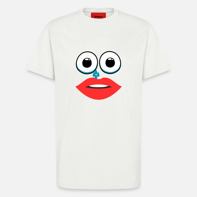 Frau mit weinendem Lippenstift - T-Shirt - made by SPREAD - OFF WHITE