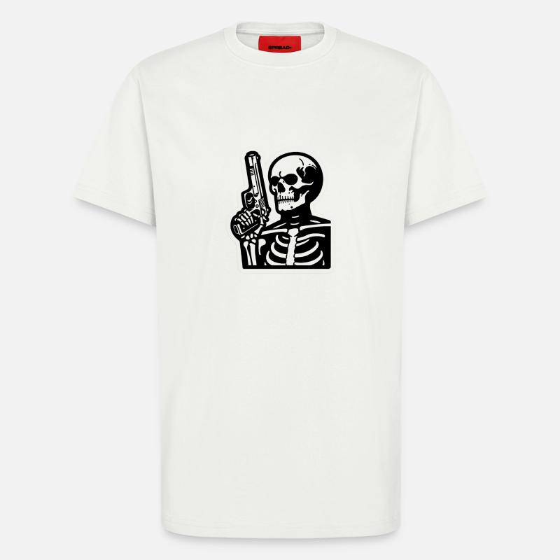 Skelett mit Waffe - T-Shirt - made by SPREAD - OFF WHITE