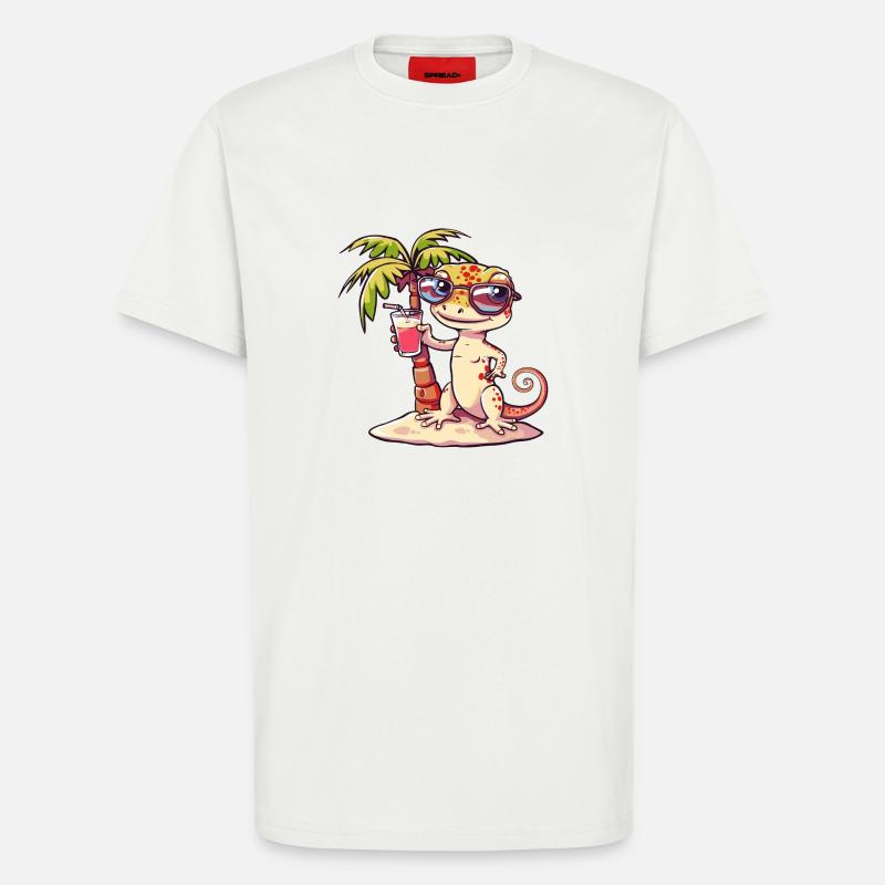 Echse Sommer Strand Comic - T-Shirt - made by SPREAD - OFF WHITE