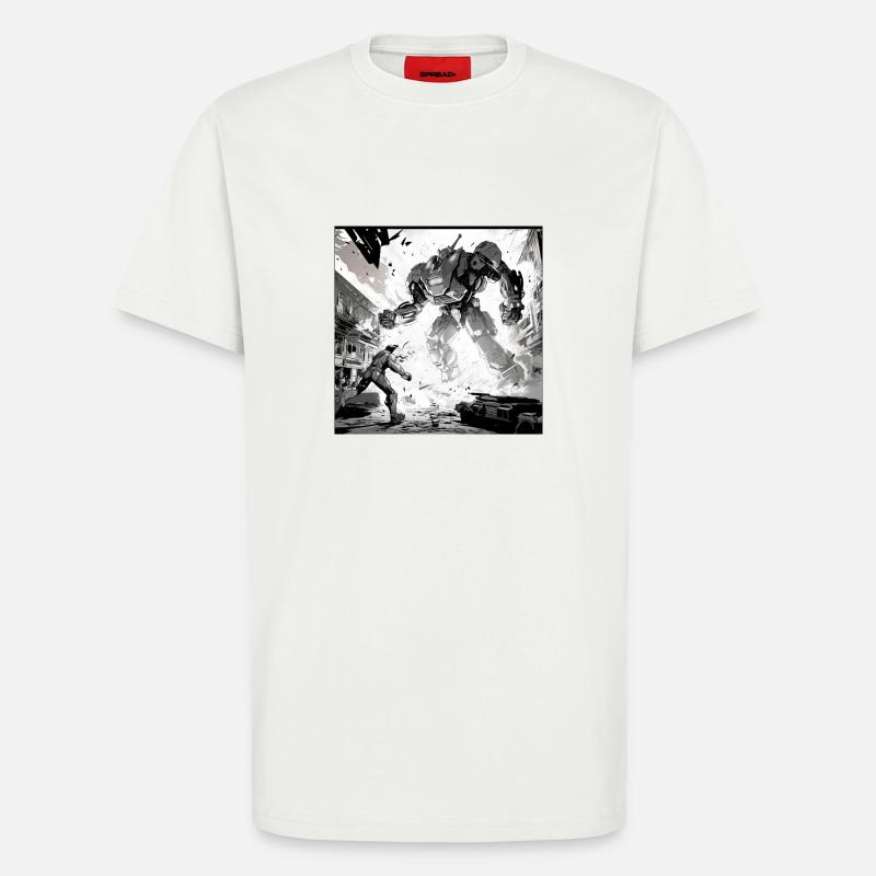 Roboter-Kampf-Comic - T-Shirt - made by SPREAD - OFF WHITE