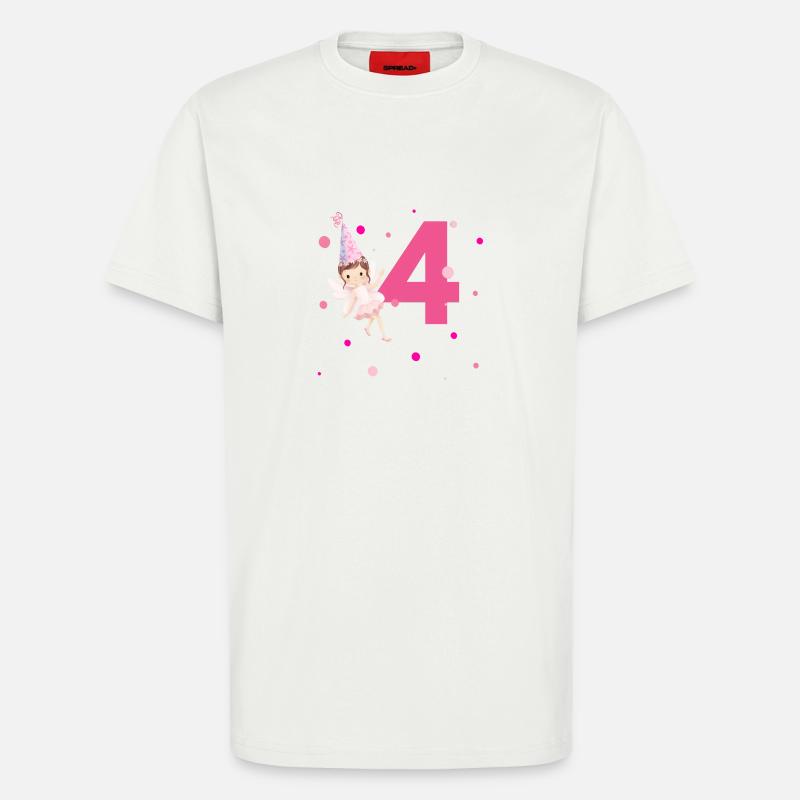 4e anniversaire fée rose - T-shirt bio décontracté fabriqué en UE - OFF WHITE