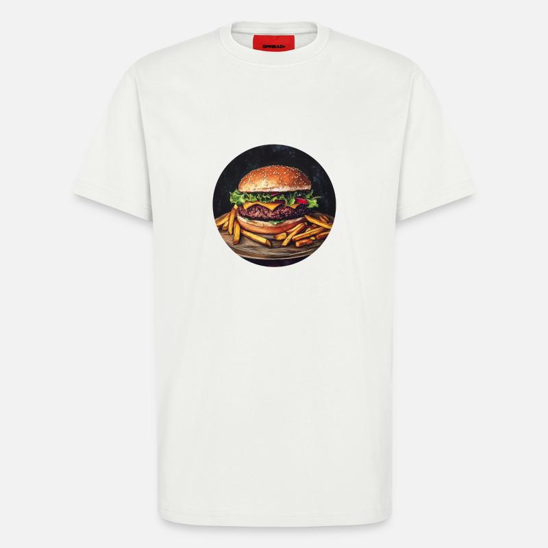 Saftiger Burger mit knusprigen Pommes - T-Shirt - made by SPREAD - OFF WHITE